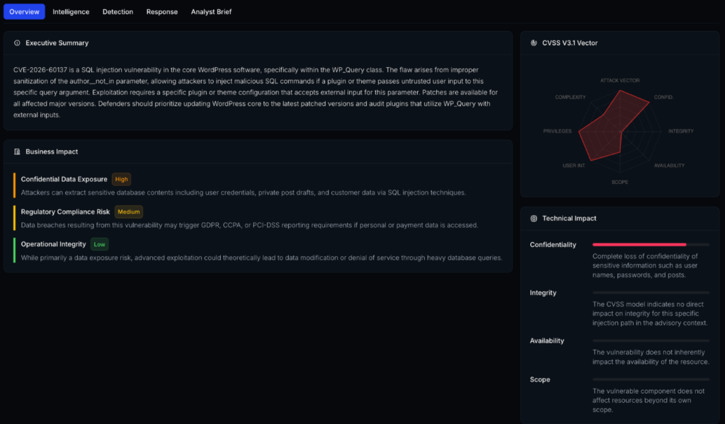 CVE-2026-60137 SQL Injection in WP_Query